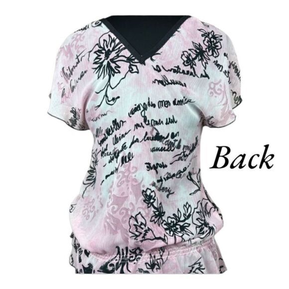 London Morgan Blouse V-Neck Front & Back Semi Sheer Romantic Vintage Style NEW - Picture 2 of 6
